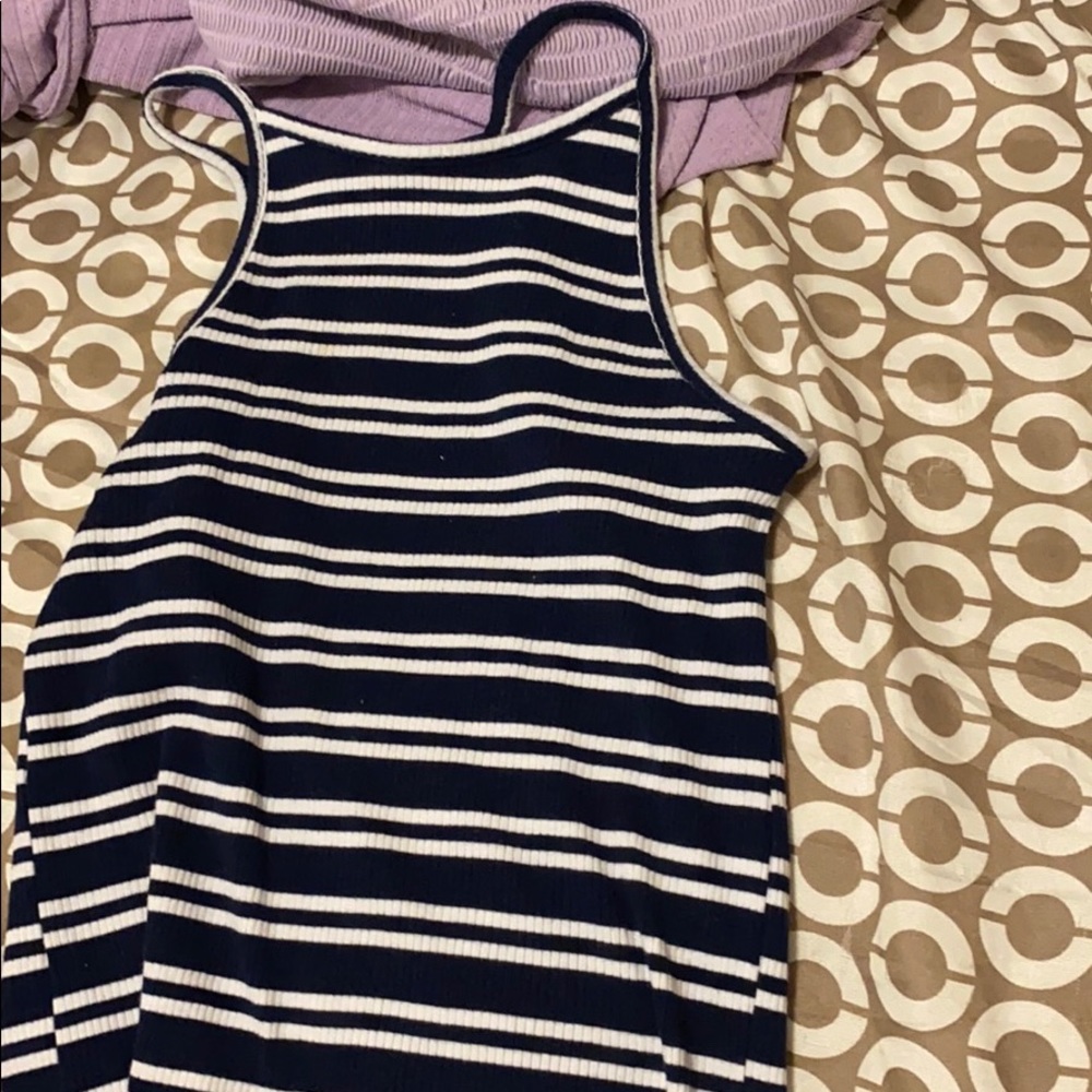 Blue and white tee